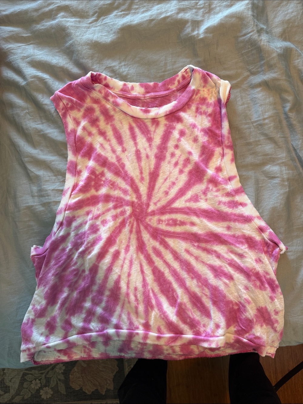 Free People Tie-Dye Pink & Cream Sleeveless Crop Tank Top